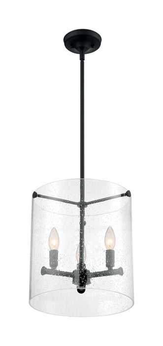 Pendant Nuvo 60-7287 Bransel - 3 Light - Pendant Fixture - Matte Black Finish with Clear Seeded Glass Nuvo
