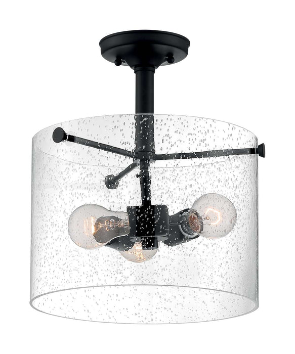 Semi Flush Nuvo 60-7288 Bransel - 3 Light - Semi-Flush Fixture - Matte Black Finish with Clear Seeded Glass Nuvo