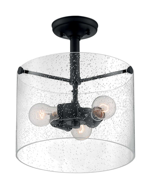 Semi Flush Nuvo 60-7288 Bransel - 3 Light - Semi-Flush Fixture - Matte Black Finish with Clear Seeded Glass Nuvo