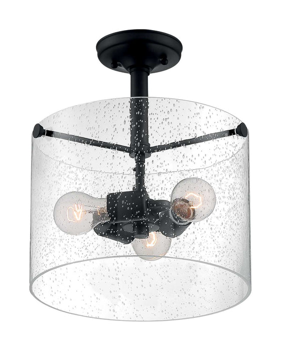 Semi Flush Nuvo 60-7288 Bransel - 3 Light - Semi-Flush Fixture - Matte Black Finish with Clear Seeded Glass Nuvo