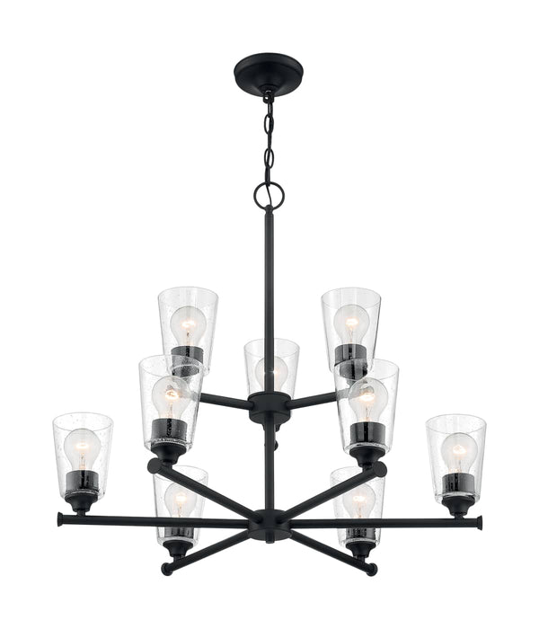 Chandelier Nuvo 60-7289 Bransel - 9 Light - Chandelier Fixture - Matte Black Finish with Clear Seeded Glass Nuvo