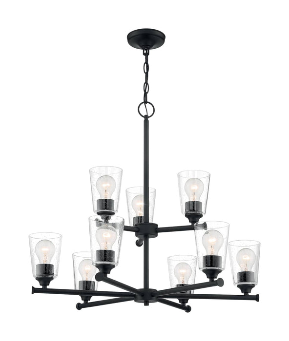 Chandelier Nuvo 60-7289 Bransel - 9 Light - Chandelier Fixture - Matte Black Finish with Clear Seeded Glass Nuvo