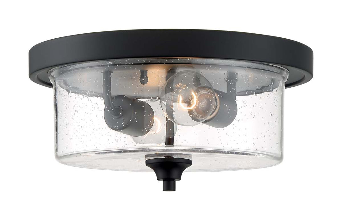Flush Mount Nuvo 60-7290 Bransel - 2 Light - Flush Mount Fixture - Matte Black Finish with Clear Seeded Glass Nuvo