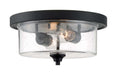 Flush Mount Nuvo 60-7290 Bransel - 2 Light - Flush Mount Fixture - Matte Black Finish with Clear Seeded Glass Nuvo