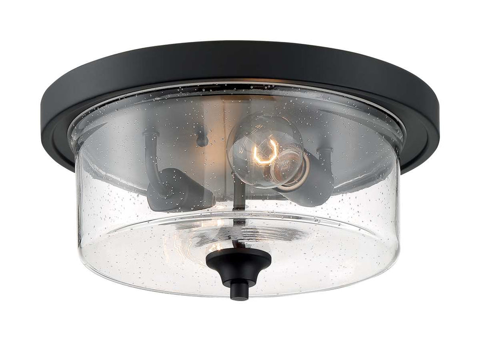 Flush Mount Nuvo 60-7290 Bransel - 2 Light - Flush Mount Fixture - Matte Black Finish with Clear Seeded Glass Nuvo