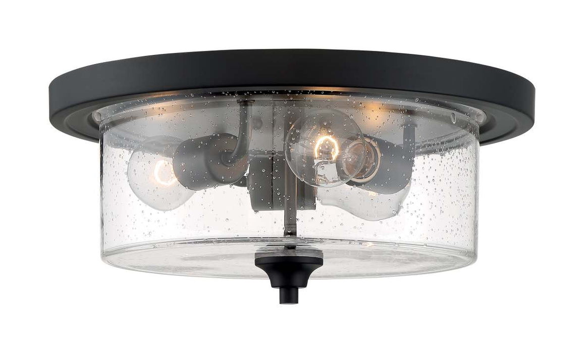 Flush Mount Nuvo 60-7291 Bransel - 3 Light - Flush Mount Fixture - Matte Black Finish with Clear Seeded Glass Nuvo