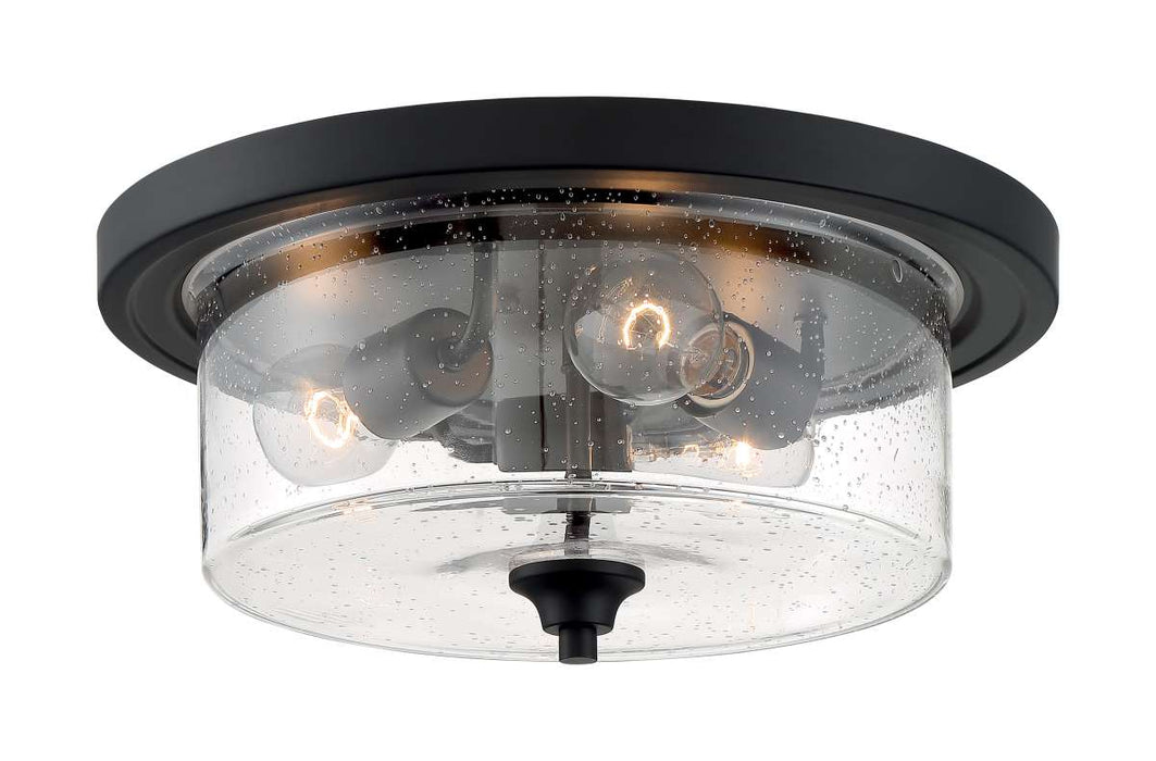 Flush Mount Nuvo 60-7291 Bransel - 3 Light - Flush Mount Fixture - Matte Black Finish with Clear Seeded Glass Nuvo