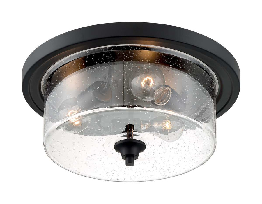 Flush Mount Nuvo 60-7291 Bransel - 3 Light - Flush Mount Fixture - Matte Black Finish with Clear Seeded Glass Nuvo
