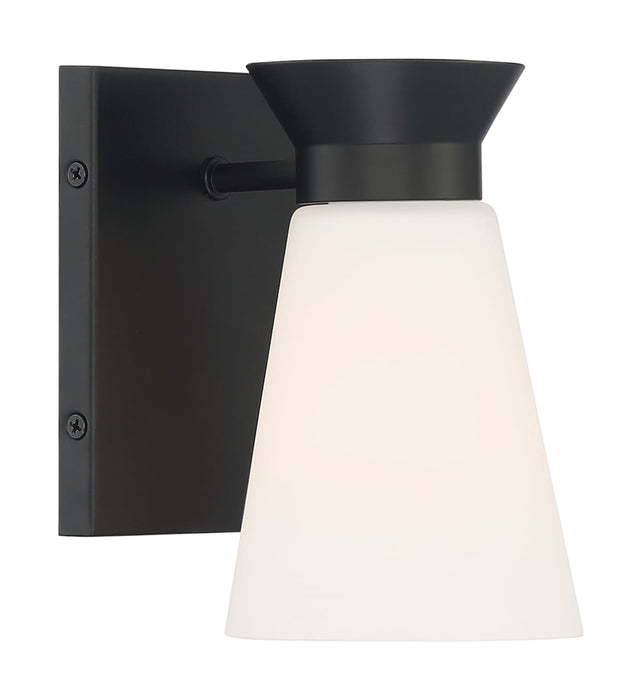 Sconce Nuvo 60-7311 Caleta - 1 Light - Wall Sconce Fixture - Black Finish with Frosted Cylindrical Glass Nuvo