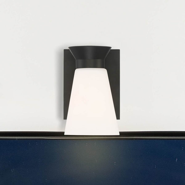 Sconce Nuvo 60-7311 Caleta - 1 Light - Wall Sconce Fixture - Black Finish with Frosted Cylindrical Glass Nuvo