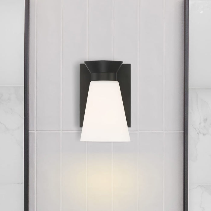 Sconce Nuvo 60-7311 Caleta - 1 Light - Wall Sconce Fixture - Black Finish with Frosted Cylindrical Glass Nuvo