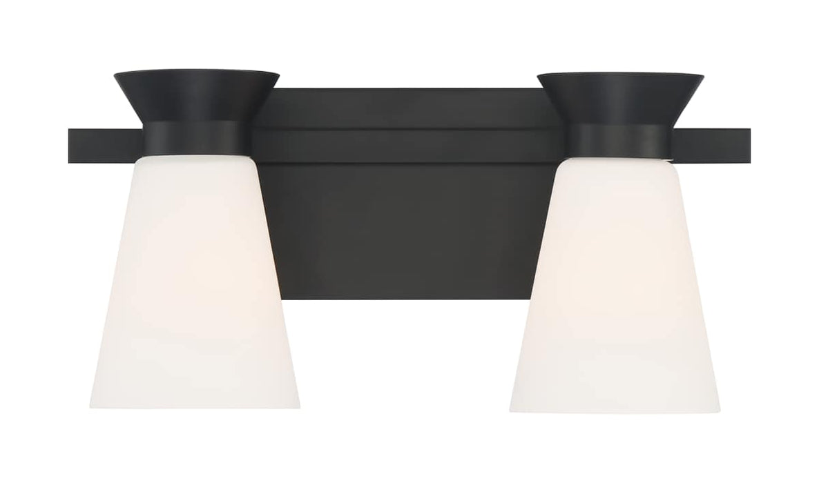 Vanity Nuvo 60-7312 Caleta - 2 Light - Vanity Fixture - Black Finish with Frosted Cylindrical Glass Nuvo