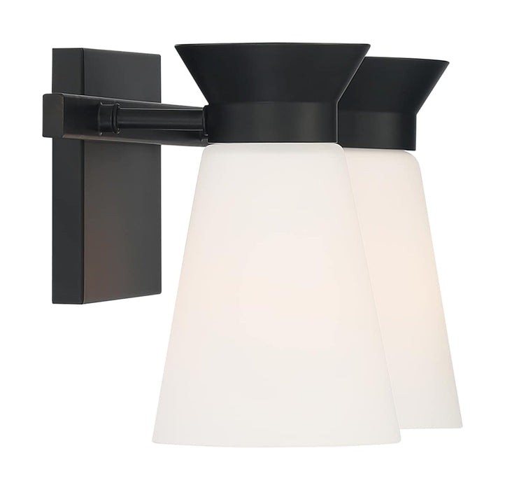 Vanity Nuvo 60-7312 Caleta - 2 Light - Vanity Fixture - Black Finish with Frosted Cylindrical Glass Nuvo
