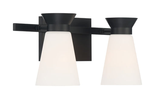 Vanity Nuvo 60-7312 Caleta - 2 Light - Vanity Fixture - Black Finish with Frosted Cylindrical Glass Nuvo