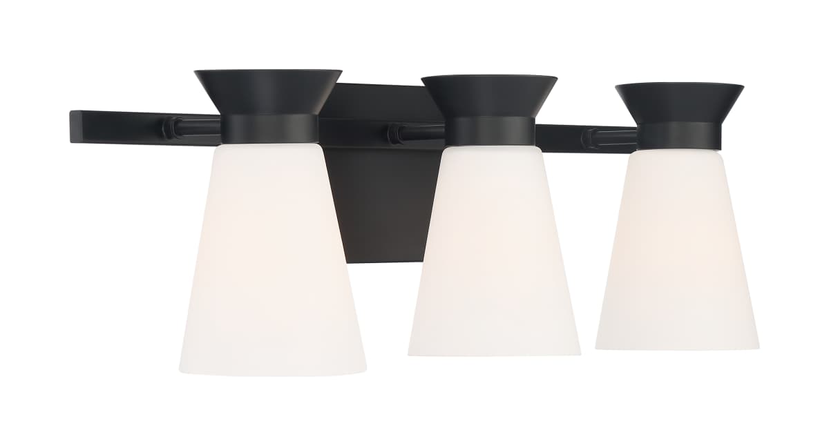 Vanity Nuvo 60-7313 Caleta - 3 Light - Vanity Fixture - Black Finish with Frosted Cylindrical Glass Nuvo