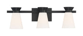 Vanity Nuvo 60-7313 Caleta - 3 Light - Vanity Fixture - Black Finish with Frosted Cylindrical Glass Nuvo