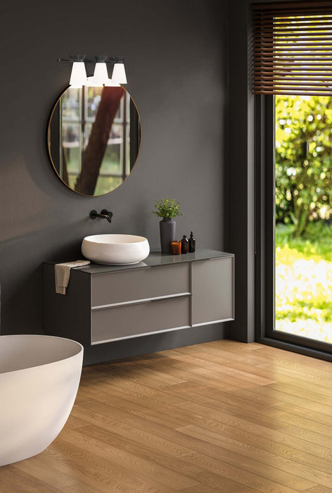 Vanity Nuvo 60-7313 Caleta - 3 Light - Vanity Fixture - Black Finish with Frosted Cylindrical Glass Nuvo