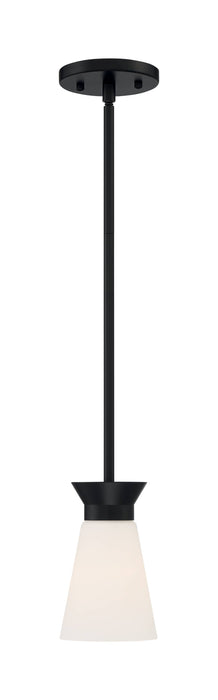 Mini Pendant Nuvo 60-7314 Caleta - 1 Light - Mini Pendant Fixture - Black Finish with Frosted Cylindrical Glass Nuvo