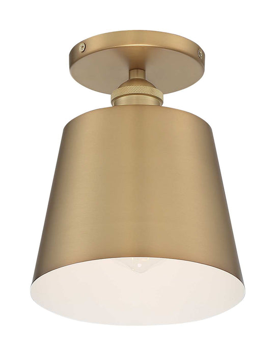 Semi Flush Nuvo 60-7321 Motif - 1 Light - 7 in. - Semi-Flush Brushed Brass with White Accent Nuvo