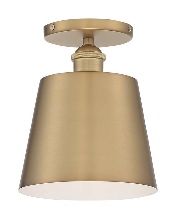 Semi Flush Nuvo 60-7321 Motif - 1 Light - 7 in. - Semi-Flush Brushed Brass with White Accent Nuvo