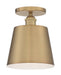 Semi Flush Nuvo 60-7321 Motif - 1 Light - 7 in. - Semi-Flush Brushed Brass with White Accent Nuvo