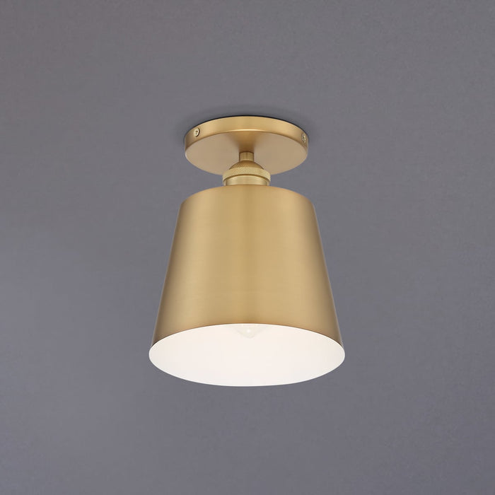 Semi Flush Nuvo 60-7321 Motif - 1 Light - 7 in. - Semi-Flush Brushed Brass with White Accent Nuvo
