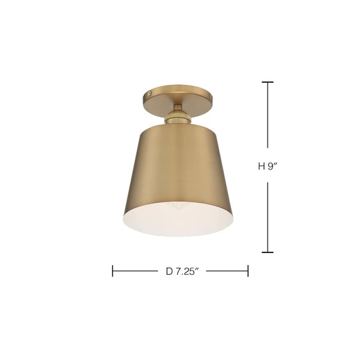 Semi Flush Nuvo 60-7321 Motif - 1 Light - 7 in. - Semi-Flush Brushed Brass with White Accent Nuvo