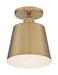 Semi Flush Nuvo 60-7321 Motif - 1 Light - 7 in. - Semi-Flush Brushed Brass with White Accent Nuvo