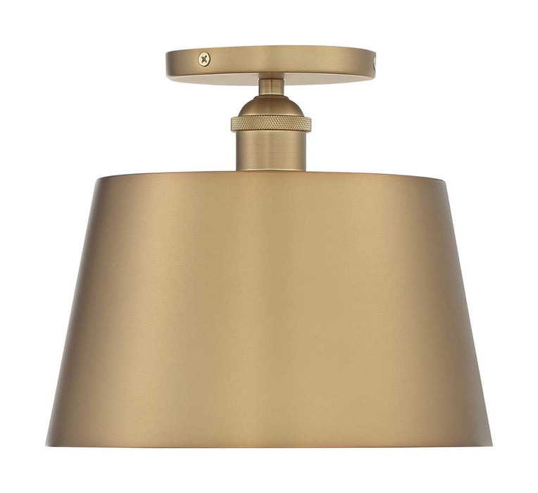 Semi Flush Nuvo 60-7322 Motif - 1 Light - 10 in. - Semi-Flush Brushed Brass with White Accent Nuvo
