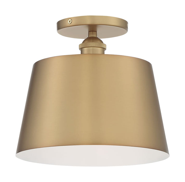 Semi Flush Nuvo 60-7322 Motif - 1 Light - 10 in. - Semi-Flush Brushed Brass with White Accent Nuvo