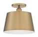 Semi Flush Nuvo 60-7322 Motif - 1 Light - 10 in. - Semi-Flush Brushed Brass with White Accent Nuvo