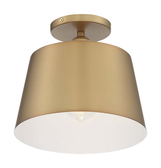 Semi Flush Nuvo 60-7322 Motif - 1 Light - 10 in. - Semi-Flush Brushed Brass with White Accent Nuvo