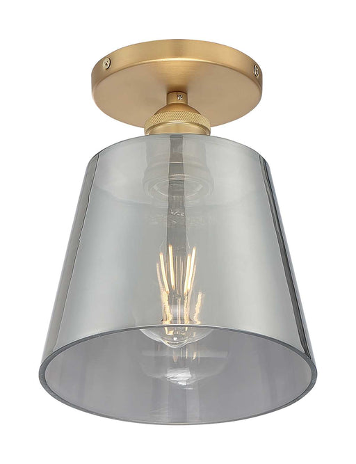 Semi Flush Nuvo 60-7323 Motif - 1 Light - 7 in. - Semi-Flush Brushed Brass with Smoked Glass Nuvo