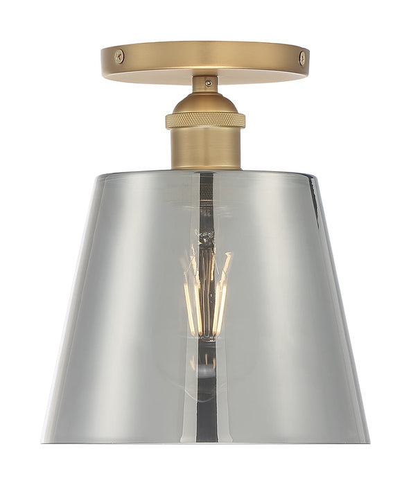 Semi Flush Nuvo 60-7323 Motif - 1 Light - 7 in. - Semi-Flush Brushed Brass with Smoked Glass Nuvo