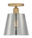Semi Flush Nuvo 60-7323 Motif - 1 Light - 7 in. - Semi-Flush Brushed Brass with Smoked Glass Nuvo