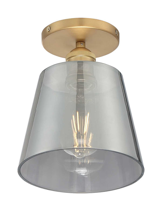 Semi Flush Nuvo 60-7323 Motif - 1 Light - 7 in. - Semi-Flush Brushed Brass with Smoked Glass Nuvo
