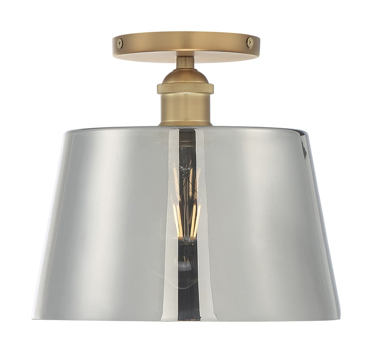 Semi Flush Nuvo 60-7324 Motif - 1 Light - 10 in. - Semi-Flush Brushed Brass with Smoked Glass Nuvo