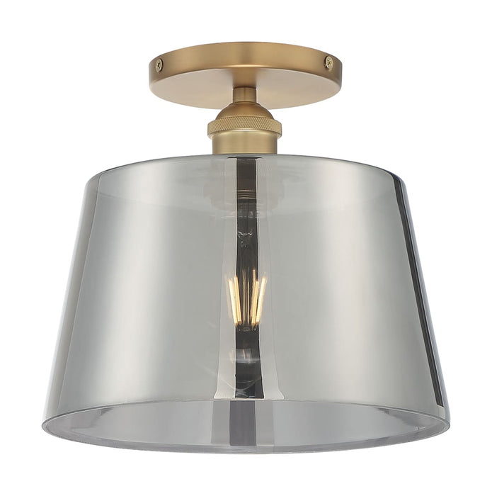 Semi Flush Nuvo 60-7324 Motif - 1 Light - 10 in. - Semi-Flush Brushed Brass with Smoked Glass Nuvo