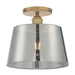 Semi Flush Nuvo 60-7324 Motif - 1 Light - 10 in. - Semi-Flush Brushed Brass with Smoked Glass Nuvo
