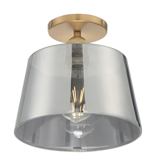 Semi Flush Nuvo 60-7324 Motif - 1 Light - 10 in. - Semi-Flush Brushed Brass with Smoked Glass Nuvo