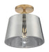 Semi Flush Nuvo 60-7324 Motif - 1 Light - 10 in. - Semi-Flush Brushed Brass with Smoked Glass Nuvo
