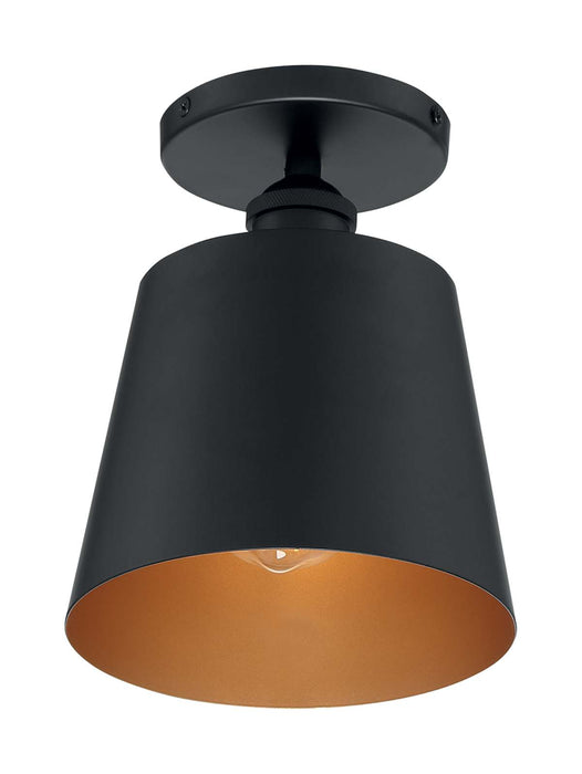 Semi Flush Nuvo 60-7331 Motif - 1 Light - 7 in. - Semi-Flush Black with Gold Accent Nuvo