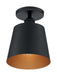 Semi Flush Nuvo 60-7331 Motif - 1 Light - 7 in. - Semi-Flush Black with Gold Accent Nuvo