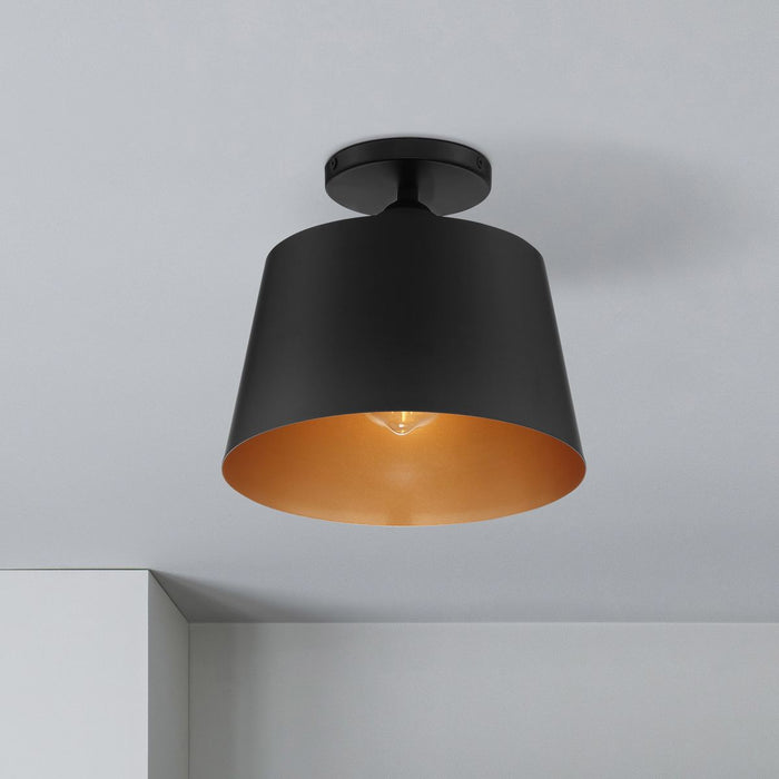 Semi Flush Nuvo 60-7331 Motif - 1 Light - 7 in. - Semi-Flush Black with Gold Accent Nuvo