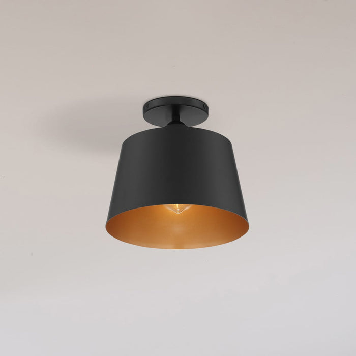Semi Flush Nuvo 60-7331 Motif - 1 Light - 7 in. - Semi-Flush Black with Gold Accent Nuvo