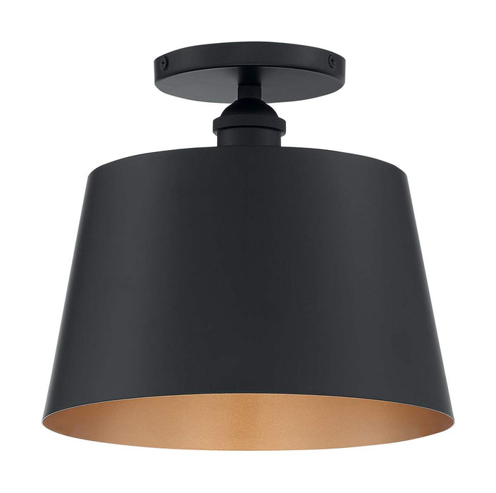 Semi Flush Nuvo 60-7332 Motif - 1 Light - 10 in. - Semi-Flush Black with Gold Accent Nuvo