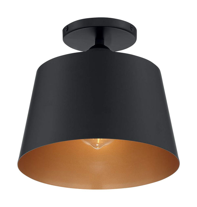 Semi Flush Nuvo 60-7332 Motif - 1 Light - 10 in. - Semi-Flush Black with Gold Accent Nuvo