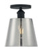 Semi Flush Nuvo 60-7333 Motif - 1 Light - 7 in. - Semi-Flush Black with Smoked Glass Nuvo