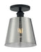 Semi Flush Nuvo 60-7333 Motif - 1 Light - 7 in. - Semi-Flush Black with Smoked Glass Nuvo