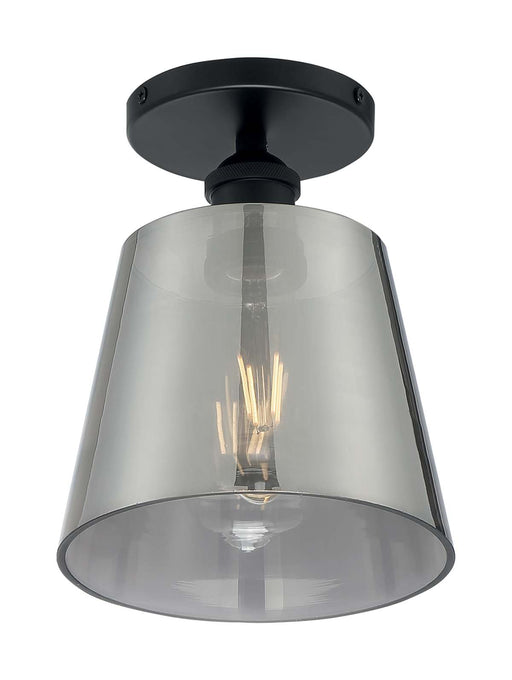 Semi Flush Nuvo 60-7333 Motif - 1 Light - 7 in. - Semi-Flush Black with Smoked Glass Nuvo